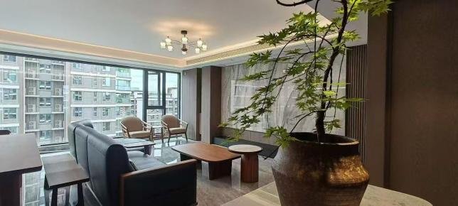 海语天下客厅木作与沙发背景实景
